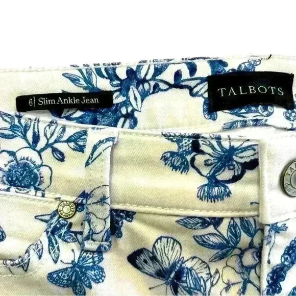 Talbots Slim Ankle Jean Size 6 Floral Butterfly Print - Picture 4 of 5